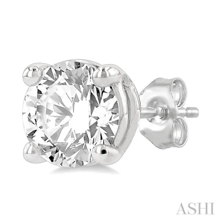 1 1/2 ctw Round Cut Diamond Stud Earring in 14K White Gold