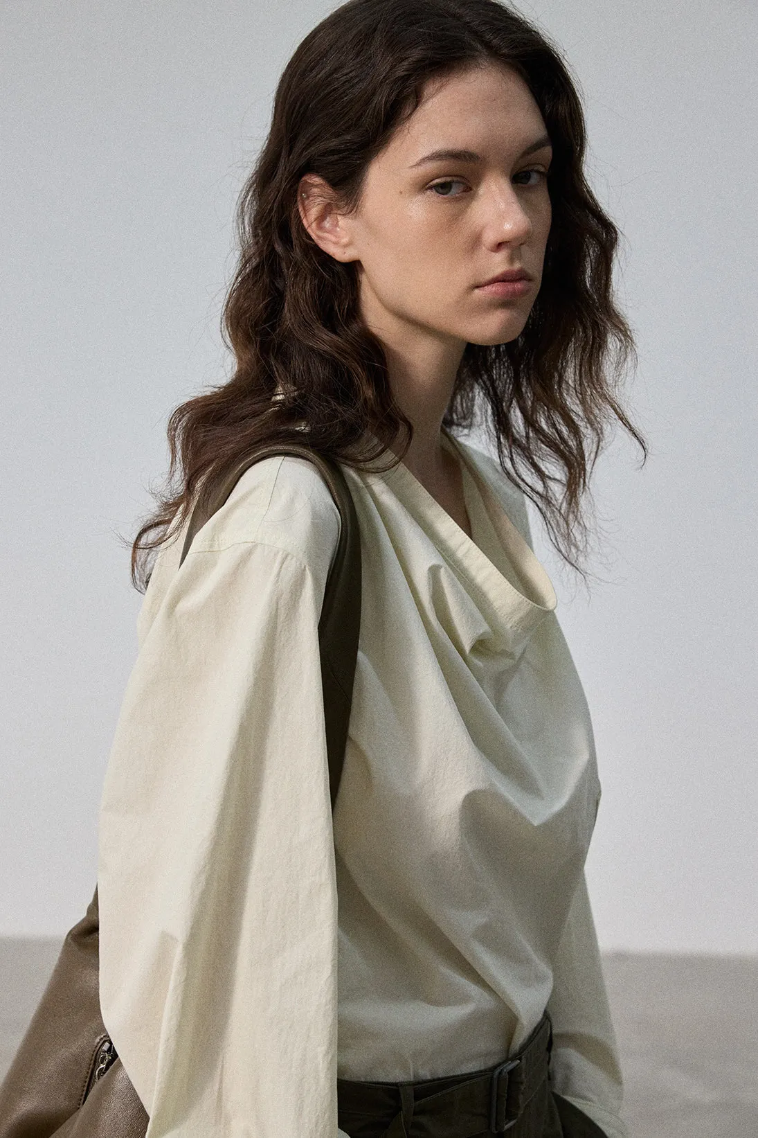 100% cotton draped neckline shirt | 3 color