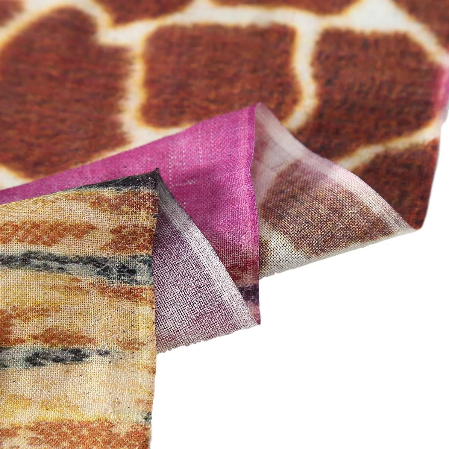 100% Wool Scarf Purple and Brown Leopard Print WO3015