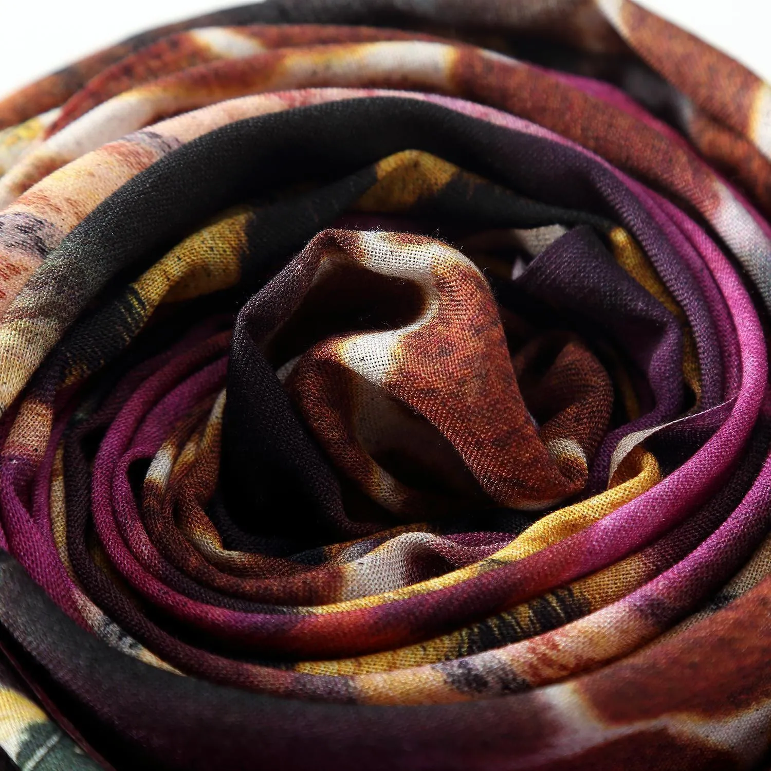 100% Wool Scarf Purple and Brown Leopard Print WO3015