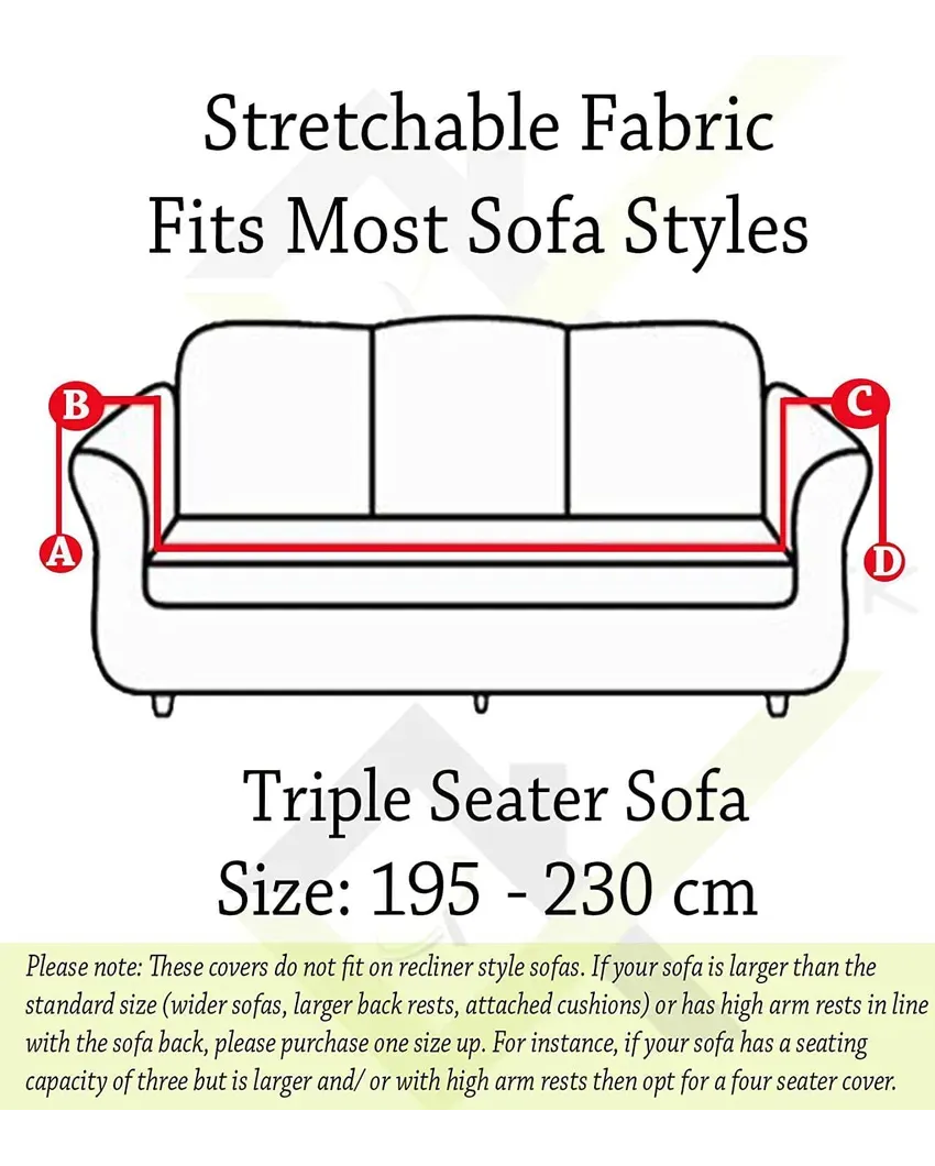3 Seater Elastic Stretchable Jacquard Sofa Cover | 77 x 91 inches