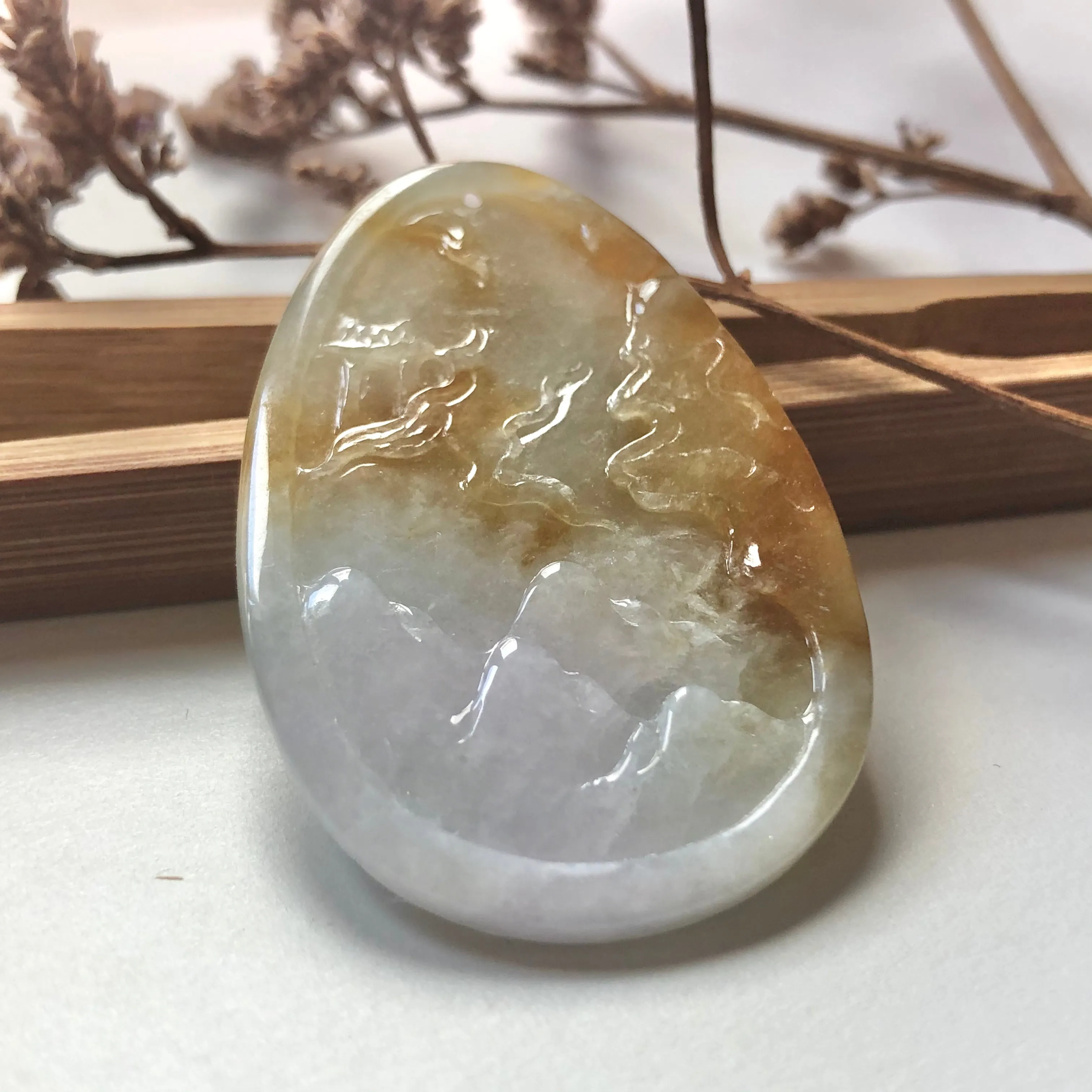A-Grade Natural Jadeite Pendant With Carvings No.220188