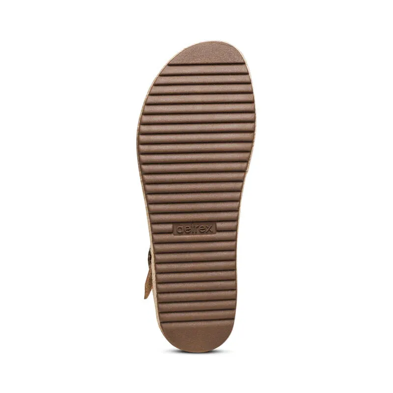 AETREX PAULA PLATFORM WEDGE SANDAL CAMEL