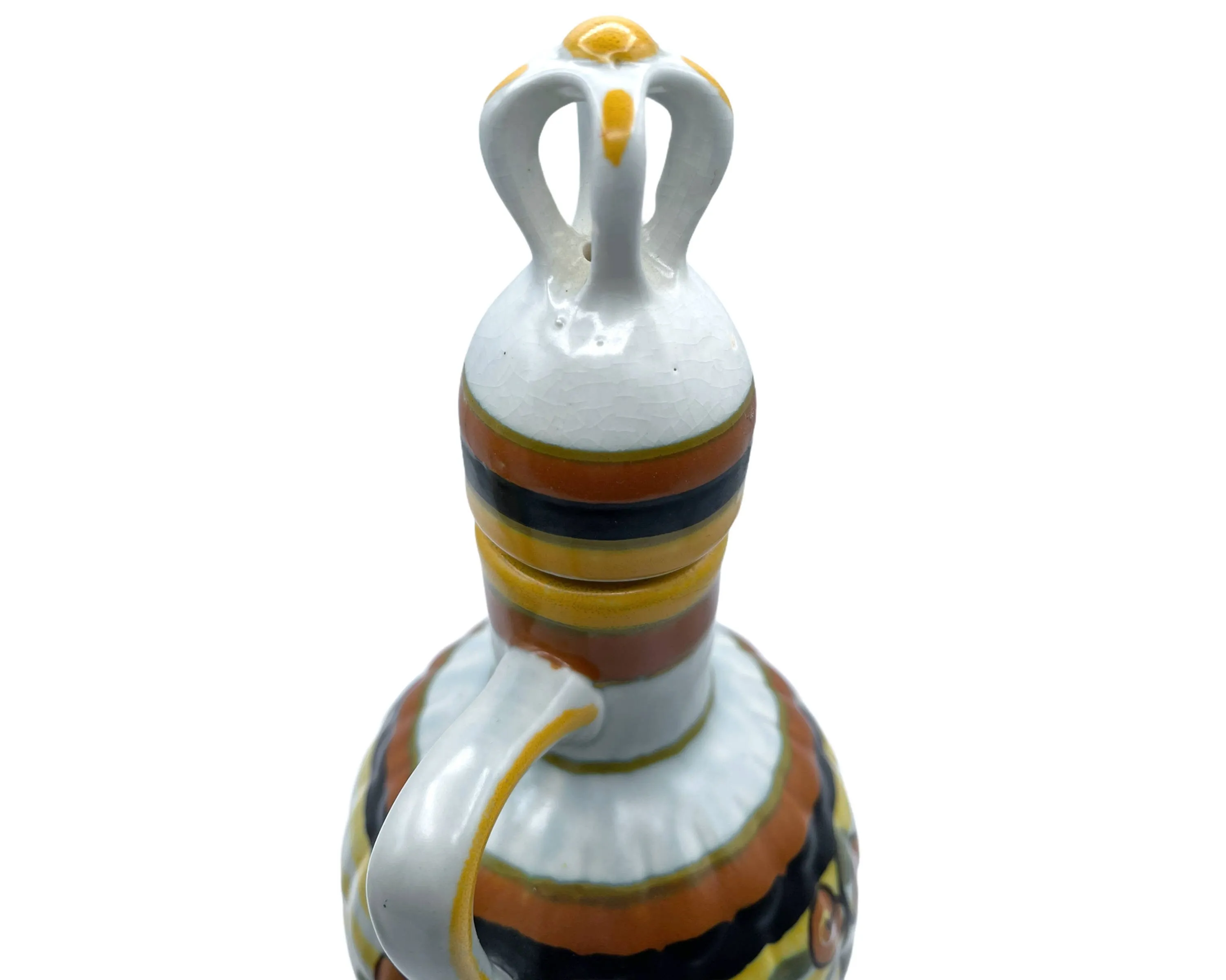 Art Deco Gouda Pottery Large Oil & Vinegar Signed PZH Plateelbakkerij Zuid-Holland