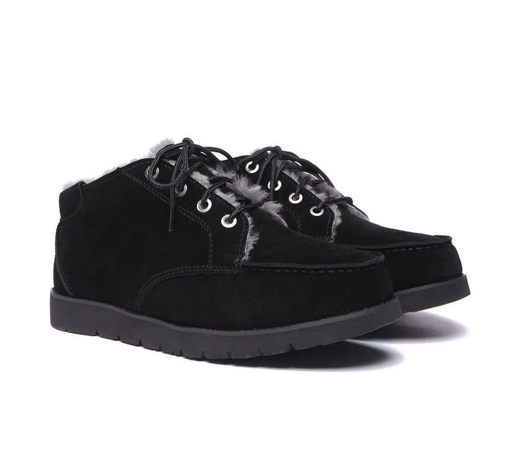 AUSTRALIAN SHEPHERD® UGG Men Sheepskin Wool Lace Up Ankle Casual Boots Ryan