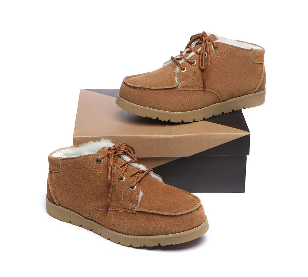 AUSTRALIAN SHEPHERD® UGG Men Sheepskin Wool Lace Up Ankle Casual Boots Ryan