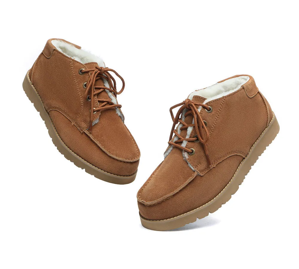 AUSTRALIAN SHEPHERD® UGG Men Sheepskin Wool Lace Up Ankle Casual Boots Ryan