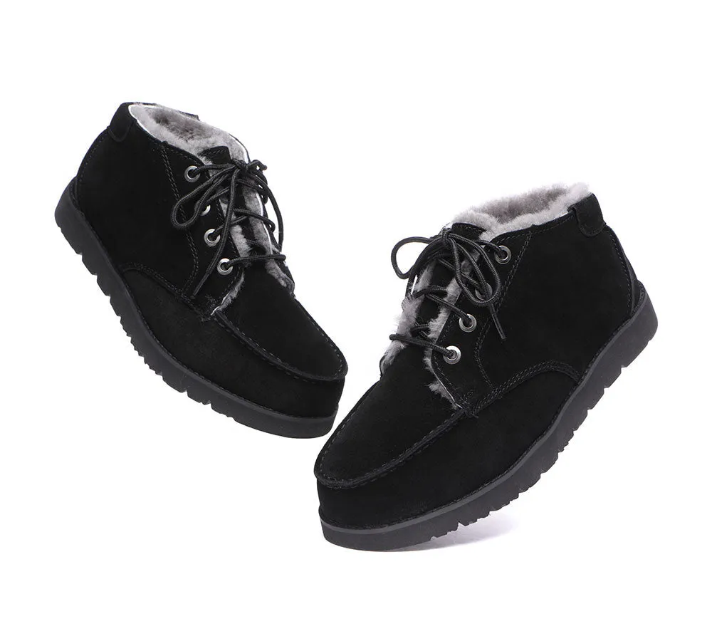 AUSTRALIAN SHEPHERD® UGG Men Sheepskin Wool Lace Up Ankle Casual Boots Ryan