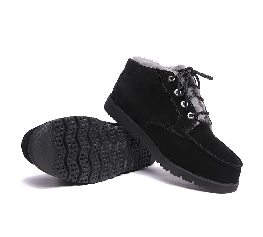 AUSTRALIAN SHEPHERD® UGG Men Sheepskin Wool Lace Up Ankle Casual Boots Ryan