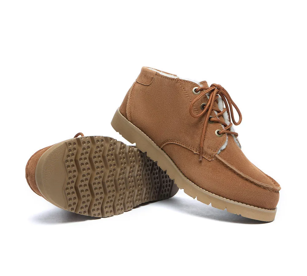 AUSTRALIAN SHEPHERD® UGG Men Sheepskin Wool Lace Up Ankle Casual Boots Ryan