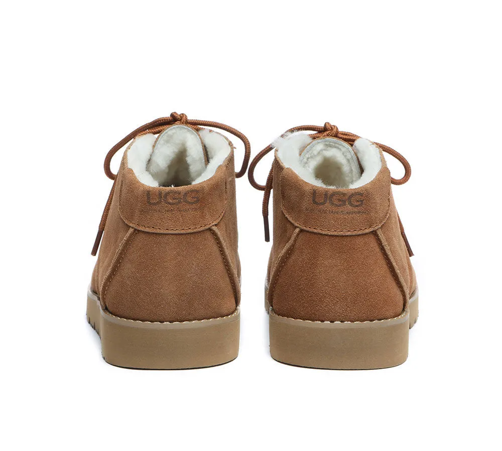 AUSTRALIAN SHEPHERD® UGG Men Sheepskin Wool Lace Up Ankle Casual Boots Ryan