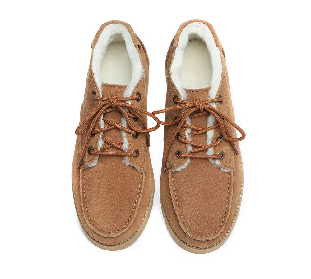 AUSTRALIAN SHEPHERD® UGG Men Sheepskin Wool Lace Up Ankle Casual Boots Ryan