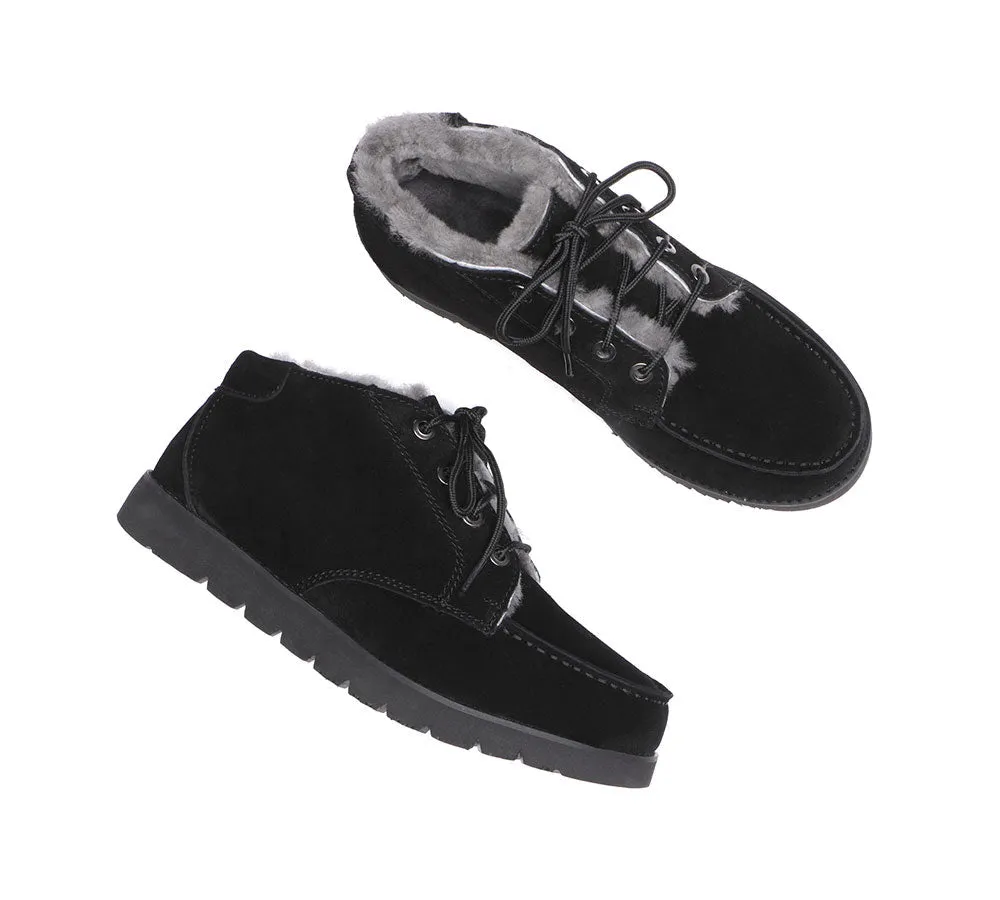 AUSTRALIAN SHEPHERD® UGG Men Sheepskin Wool Lace Up Ankle Casual Boots Ryan