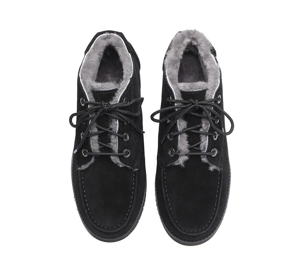 AUSTRALIAN SHEPHERD® UGG Men Sheepskin Wool Lace Up Ankle Casual Boots Ryan