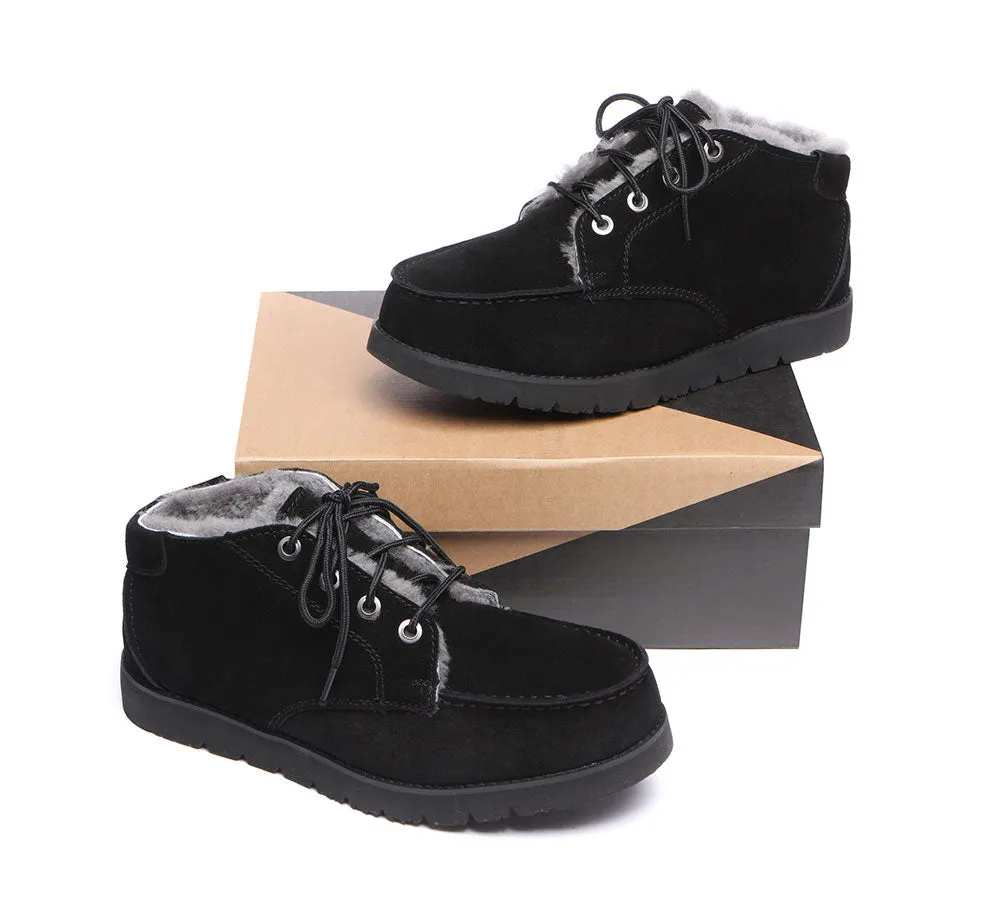 AUSTRALIAN SHEPHERD® UGG Men Sheepskin Wool Lace Up Ankle Casual Boots Ryan