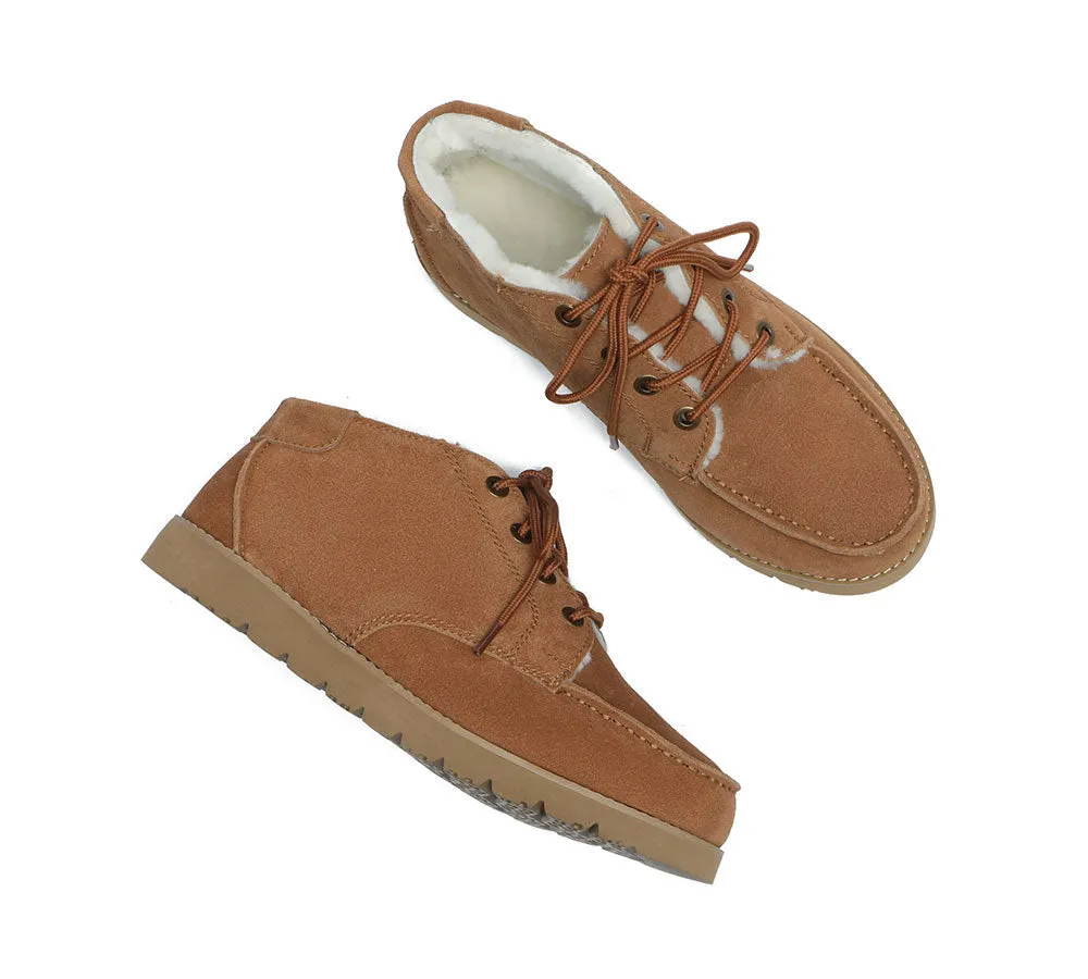 AUSTRALIAN SHEPHERD® UGG Men Sheepskin Wool Lace Up Ankle Casual Boots Ryan