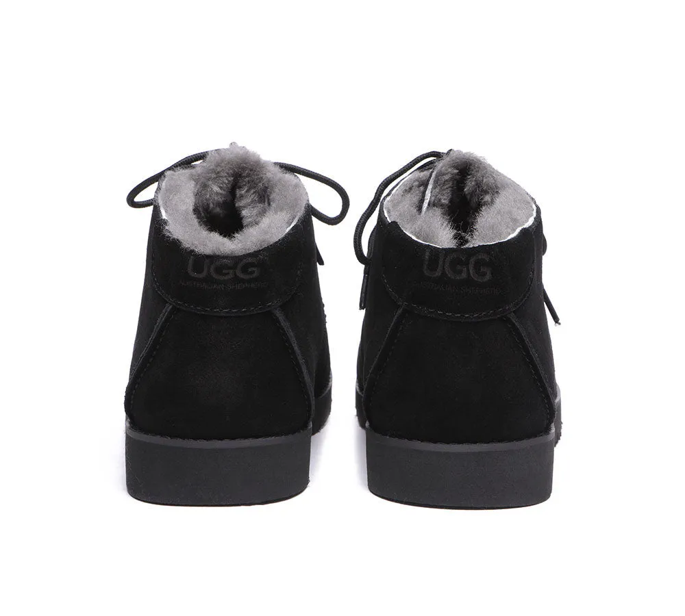 AUSTRALIAN SHEPHERD® UGG Men Sheepskin Wool Lace Up Ankle Casual Boots Ryan