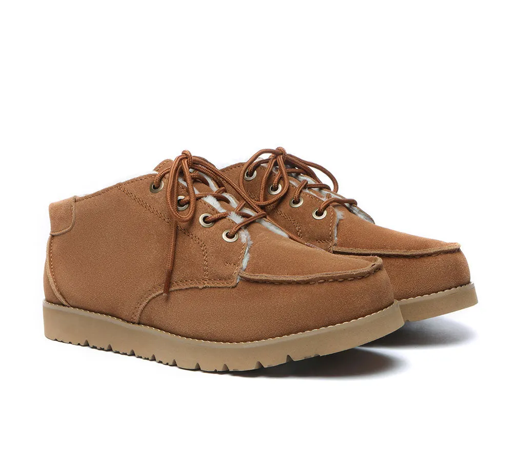 AUSTRALIAN SHEPHERD® UGG Men Sheepskin Wool Lace Up Ankle Casual Boots Ryan