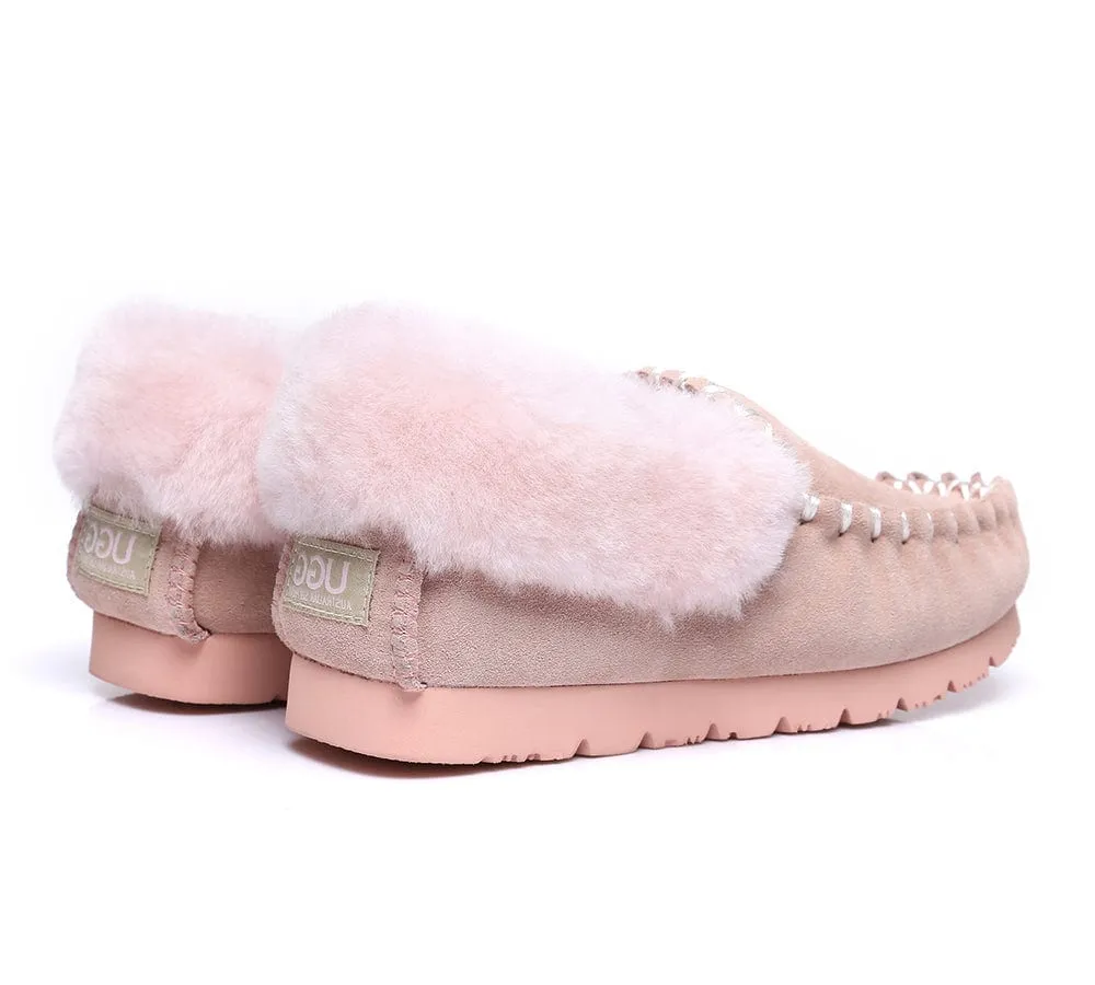 AUSTRALIAN SHEPHERD® UGG Sheepskin Wool Ankle Slippers Popo Moccasins