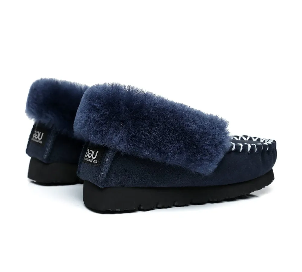 AUSTRALIAN SHEPHERD® UGG Sheepskin Wool Ankle Slippers Popo Moccasins