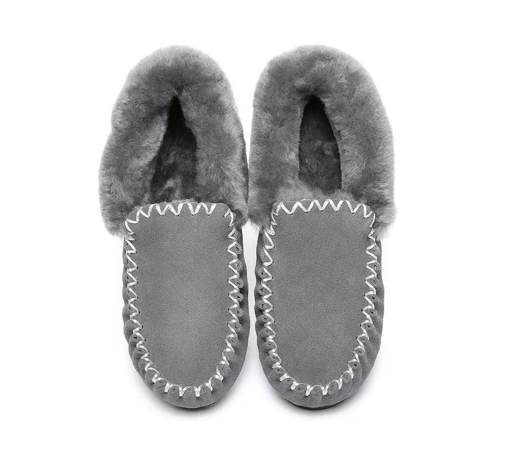 AUSTRALIAN SHEPHERD® UGG Sheepskin Wool Ankle Slippers Popo Moccasins