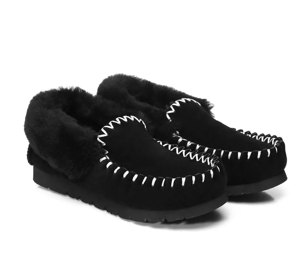 AUSTRALIAN SHEPHERD® UGG Sheepskin Wool Ankle Slippers Popo Moccasins