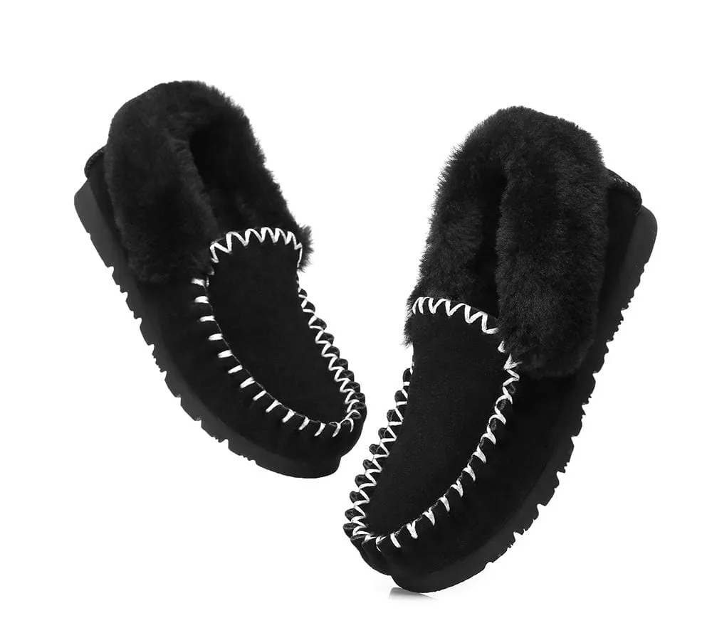 AUSTRALIAN SHEPHERD® UGG Sheepskin Wool Ankle Slippers Popo Moccasins
