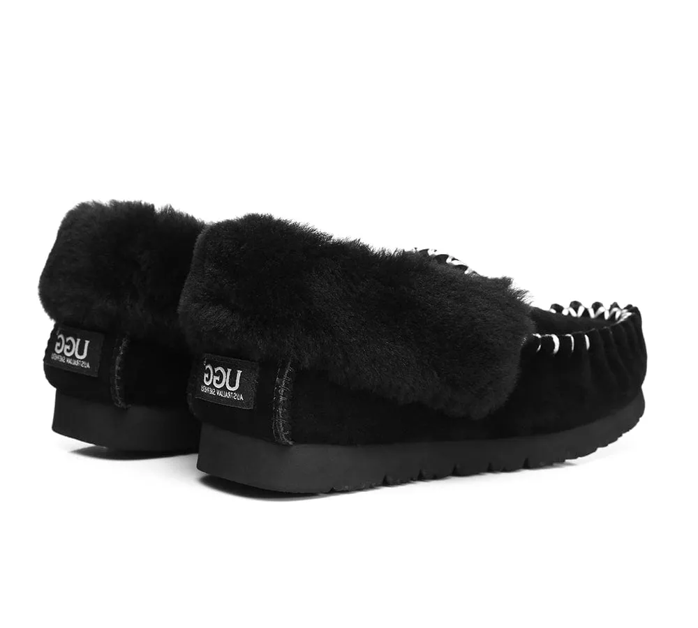 AUSTRALIAN SHEPHERD® UGG Sheepskin Wool Ankle Slippers Popo Moccasins