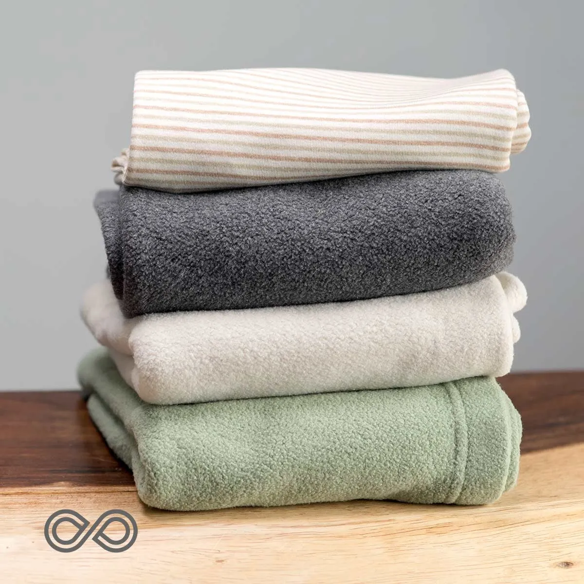 BABYVILLE 100% Organic Cotton Fleece Baby Receiving Blankets (No elastic, No latex, No polyamide, No Synthetics) (100% Biodegradable)