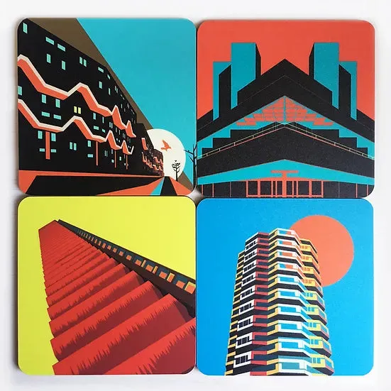 Brutalist Buildings London Coaster Set