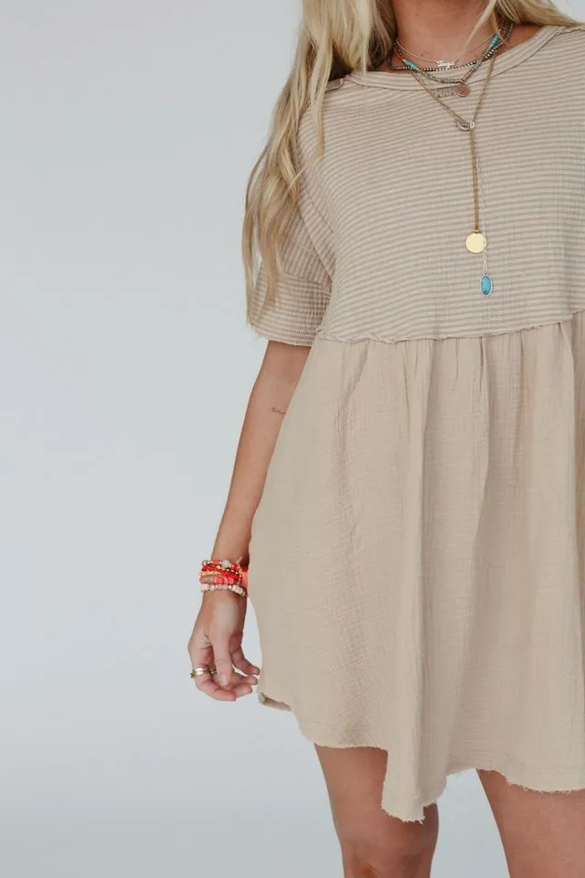 Budding Beauty Tunic Dress - Tan