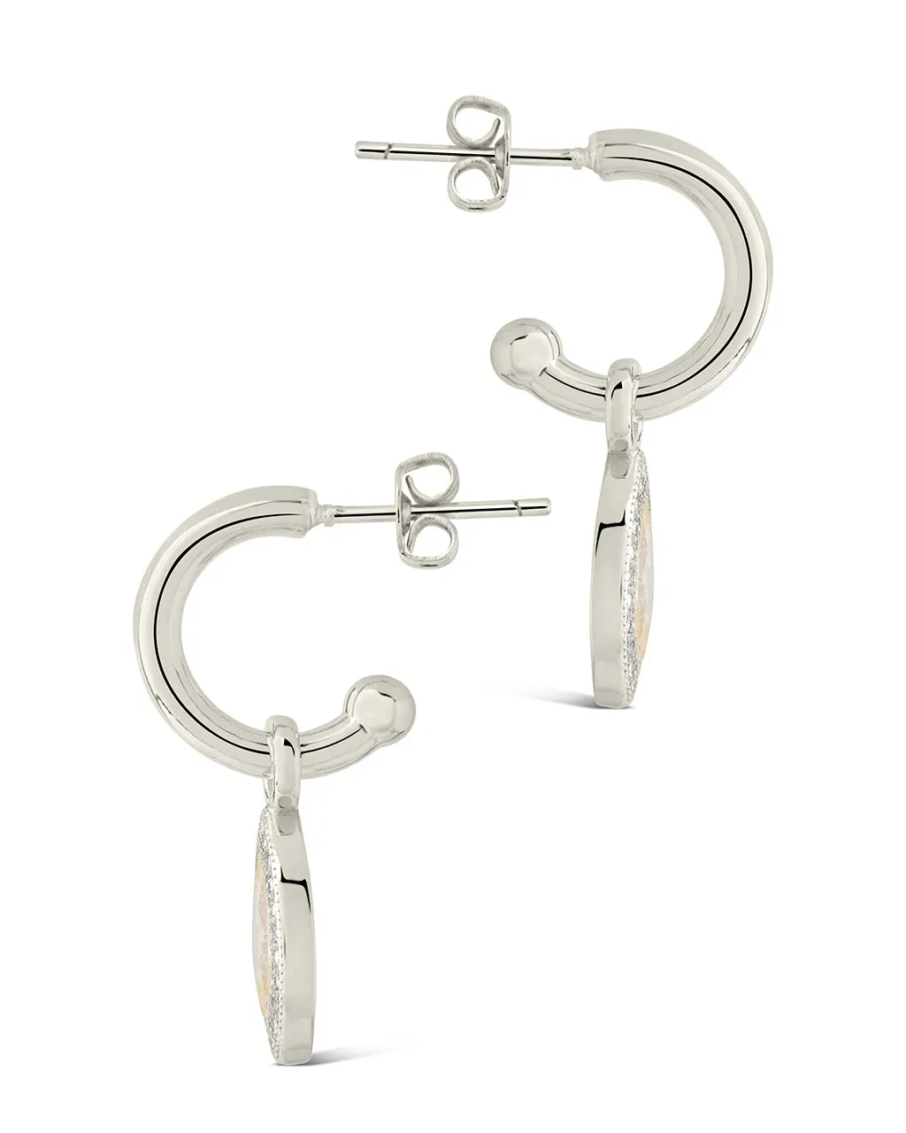 Calla CZ Charm Drop Hoop Earrings