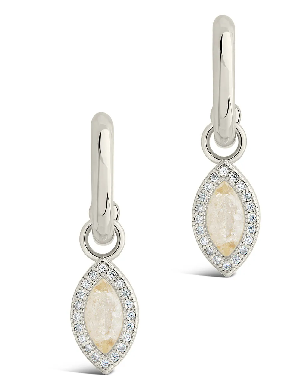 Calla CZ Charm Drop Hoop Earrings