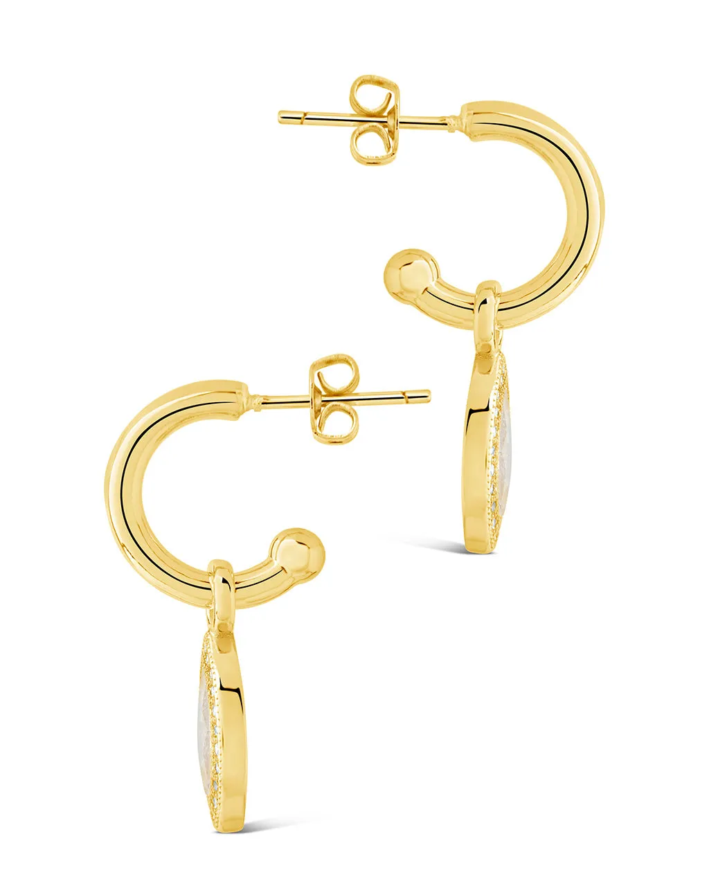 Calla CZ Charm Drop Hoop Earrings