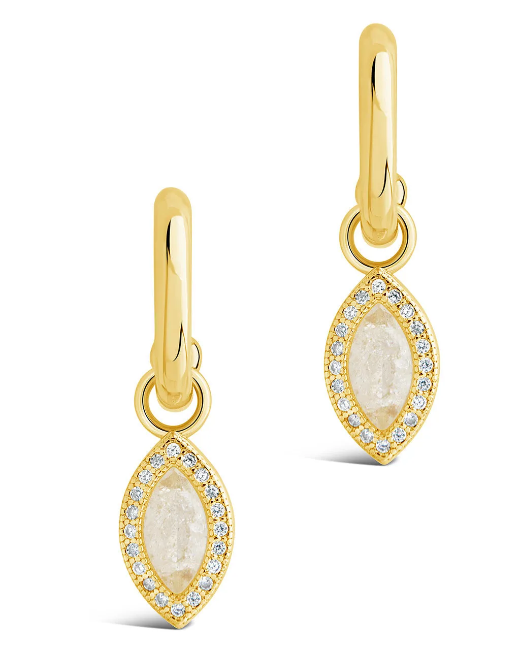 Calla CZ Charm Drop Hoop Earrings