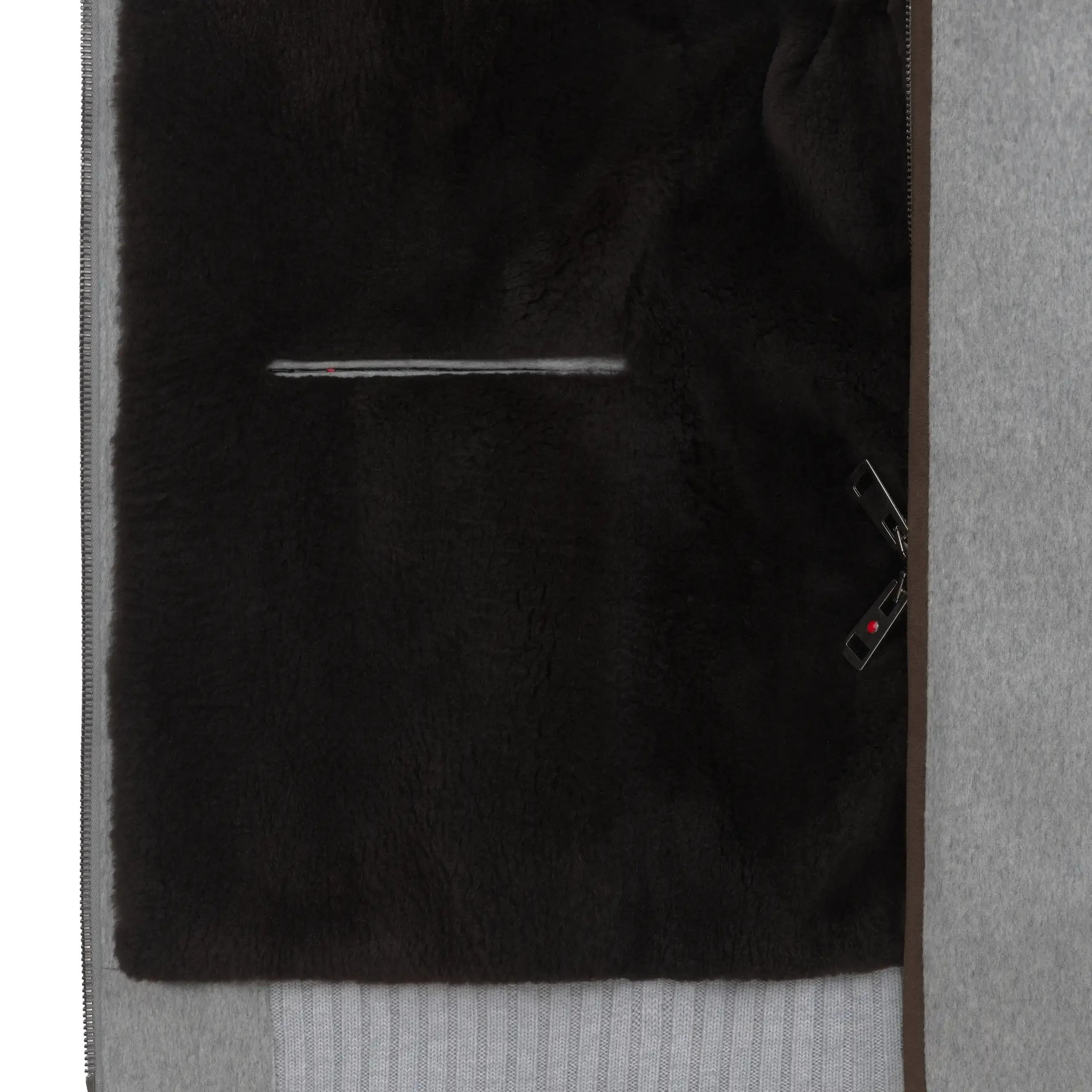 Cashmere and Fur Bomber with Detachable Fur Neck in Light Grey