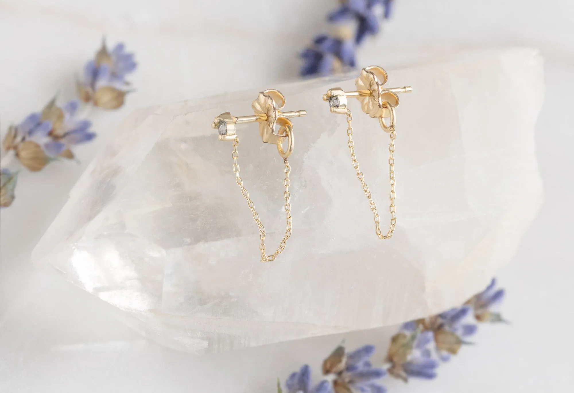 Diamond Sunburst Chain Hoops