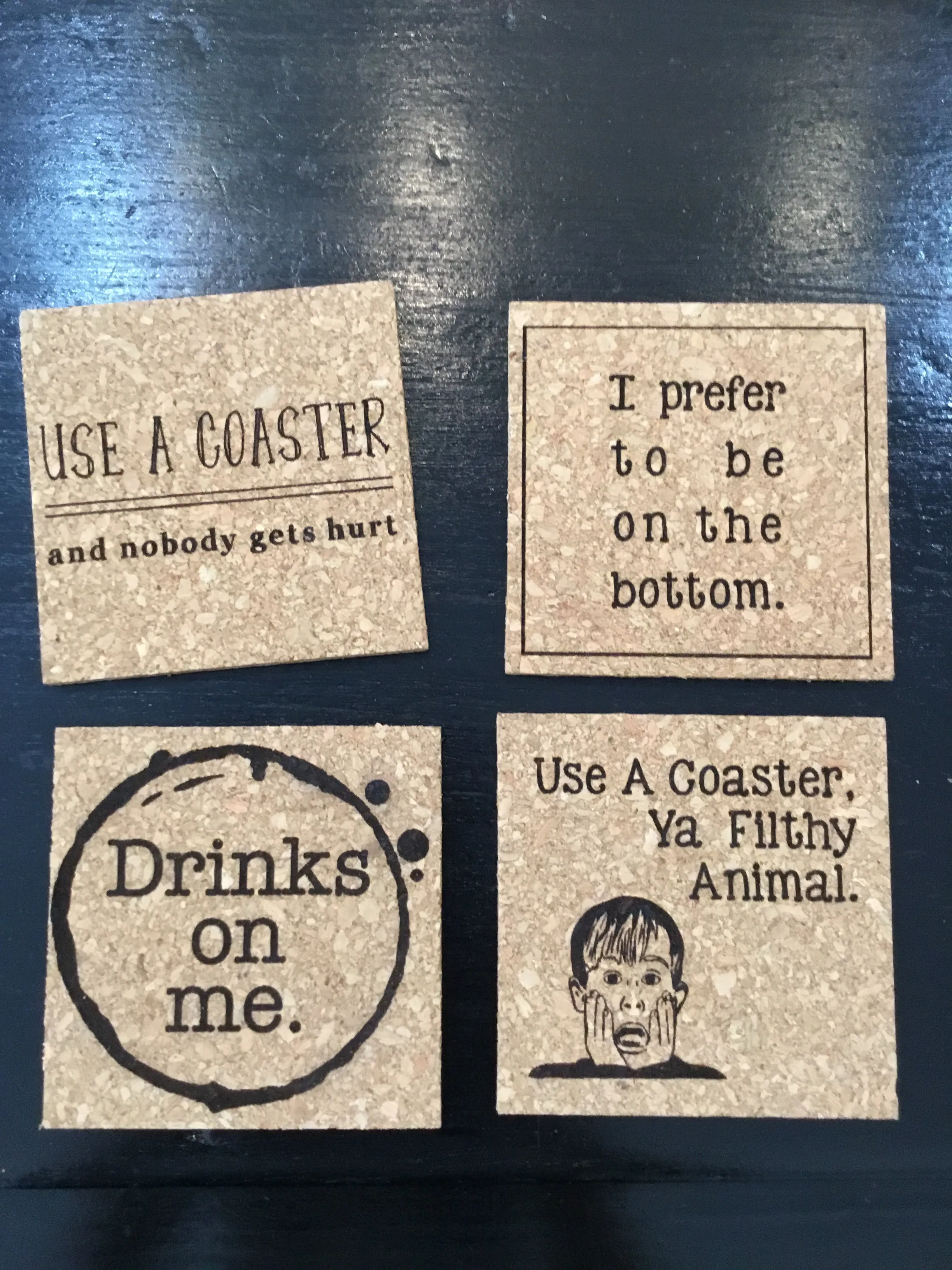Funny cork coasters made in USA