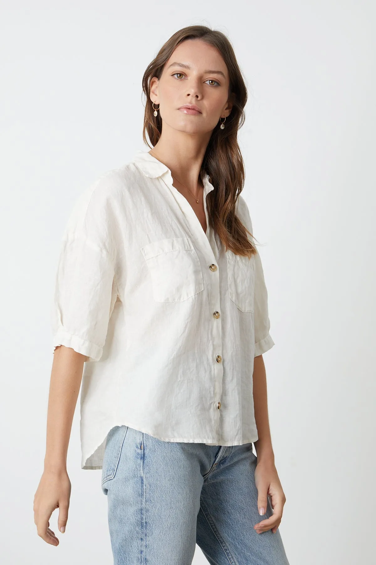 MARIA LINEN BUTTON-UP SHIRT