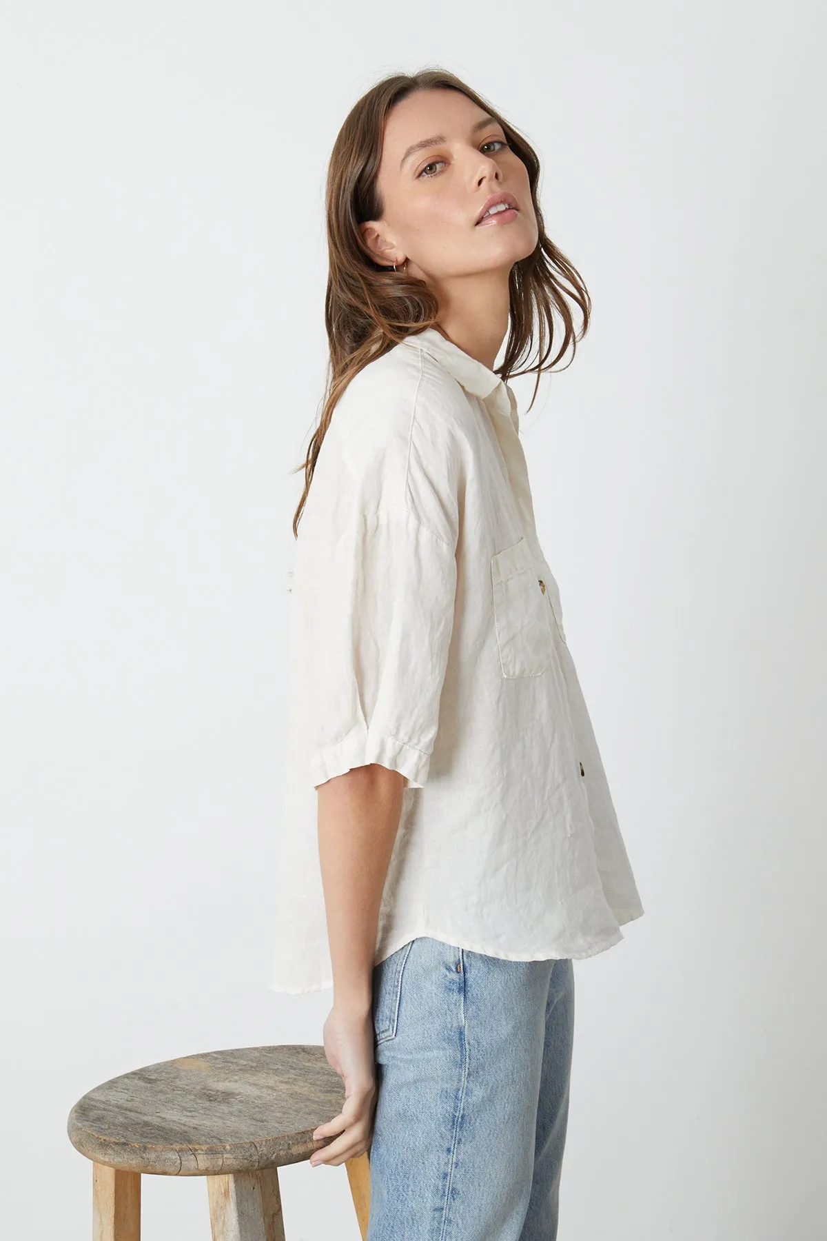 MARIA LINEN BUTTON-UP SHIRT