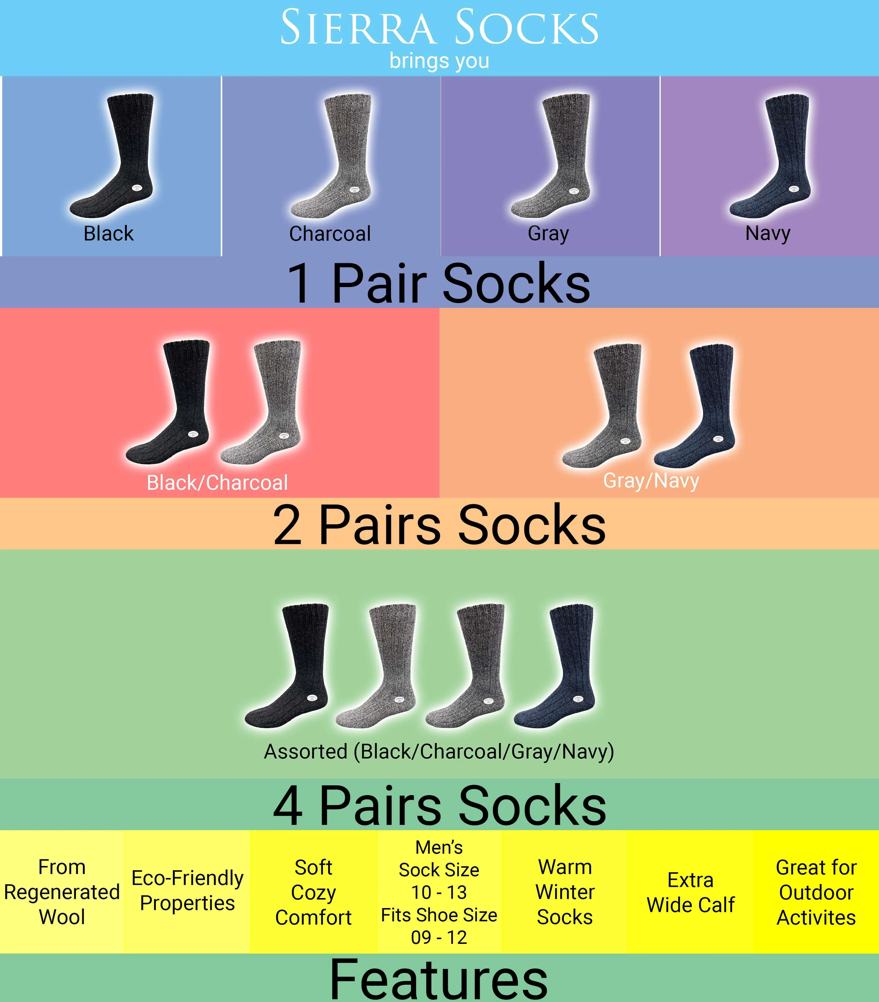 Men's Crew Socks in Regenerated Wool - Ecofriendly Socks!