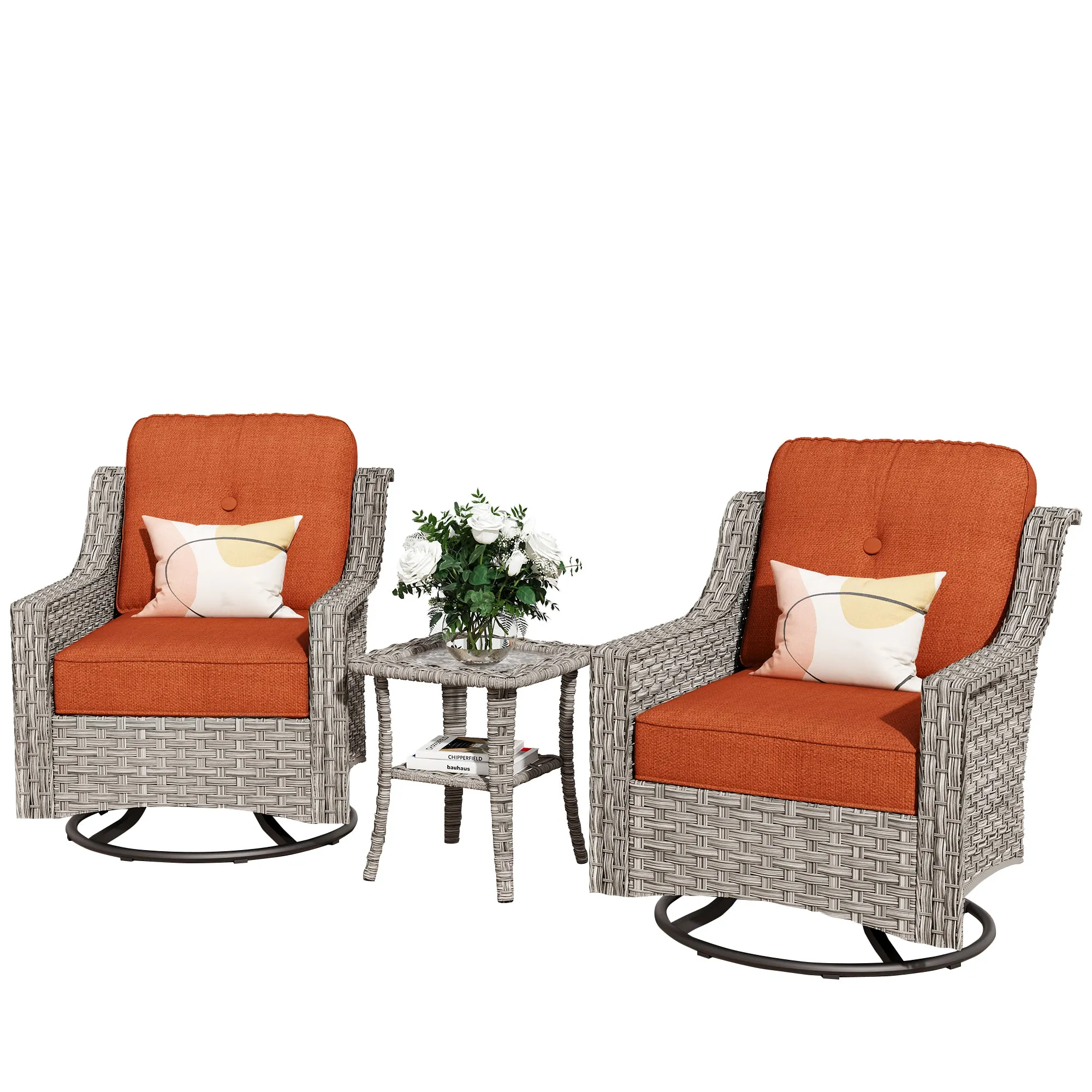 Ovios Conversation Set 3-Piece PAD Series,Swivel Chair