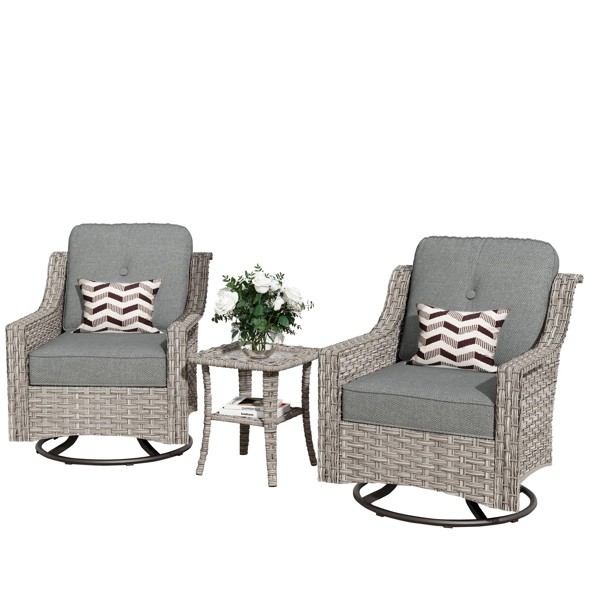Ovios Conversation Set 3-Piece PAD Series,Swivel Chair