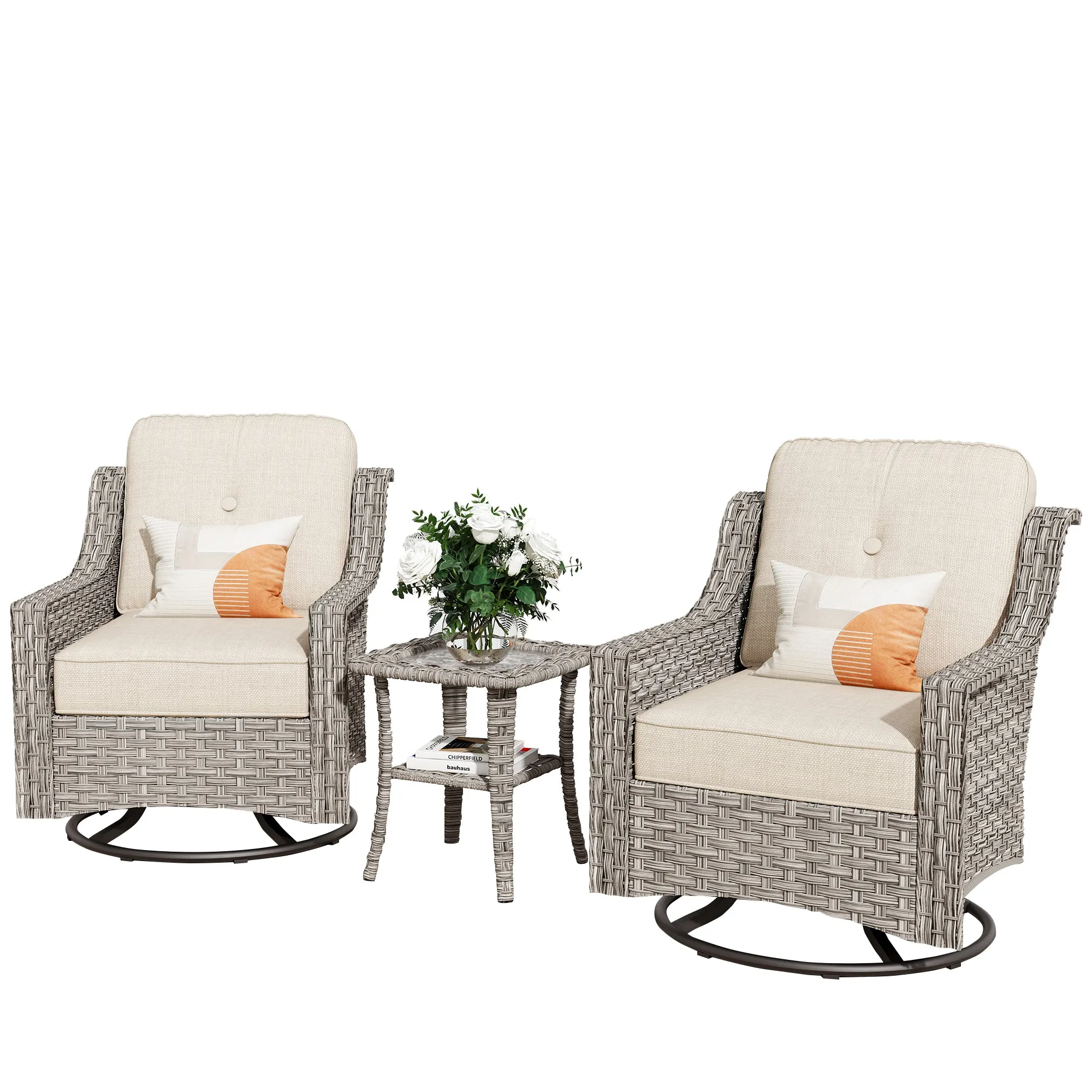 Ovios Conversation Set 3-Piece PAD Series,Swivel Chair
