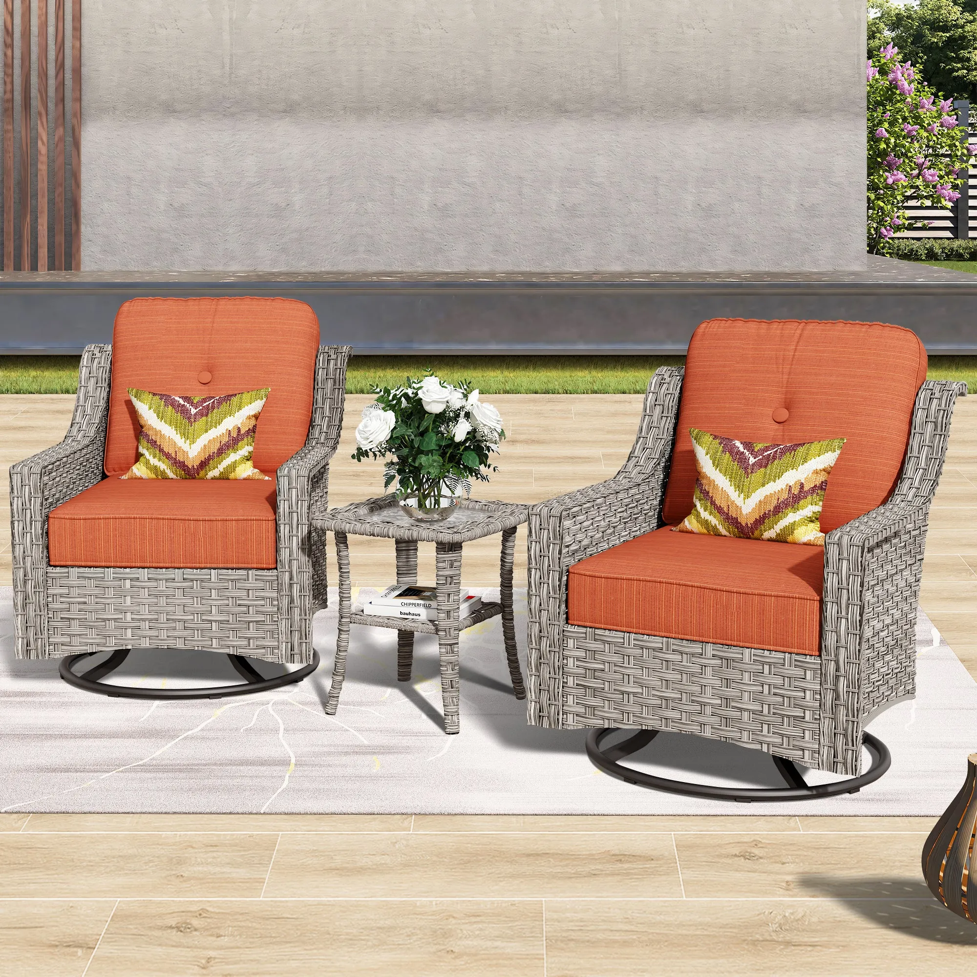Ovios Conversation Set 3-Piece PAD Series,Swivel Chair