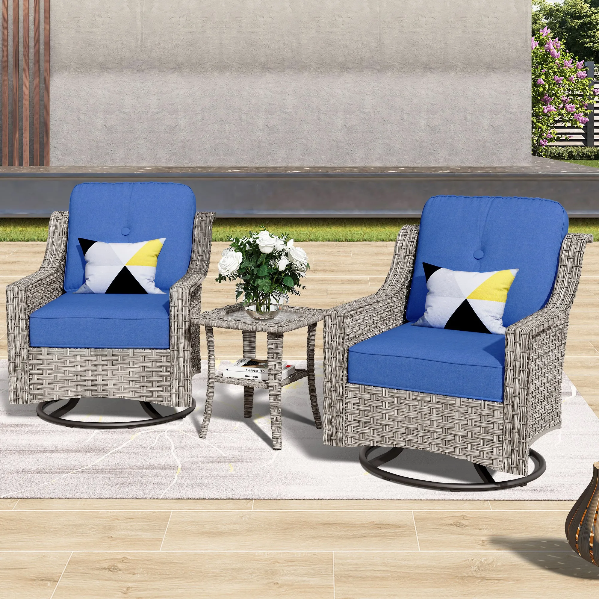 Ovios Conversation Set 3-Piece PAD Series,Swivel Chair