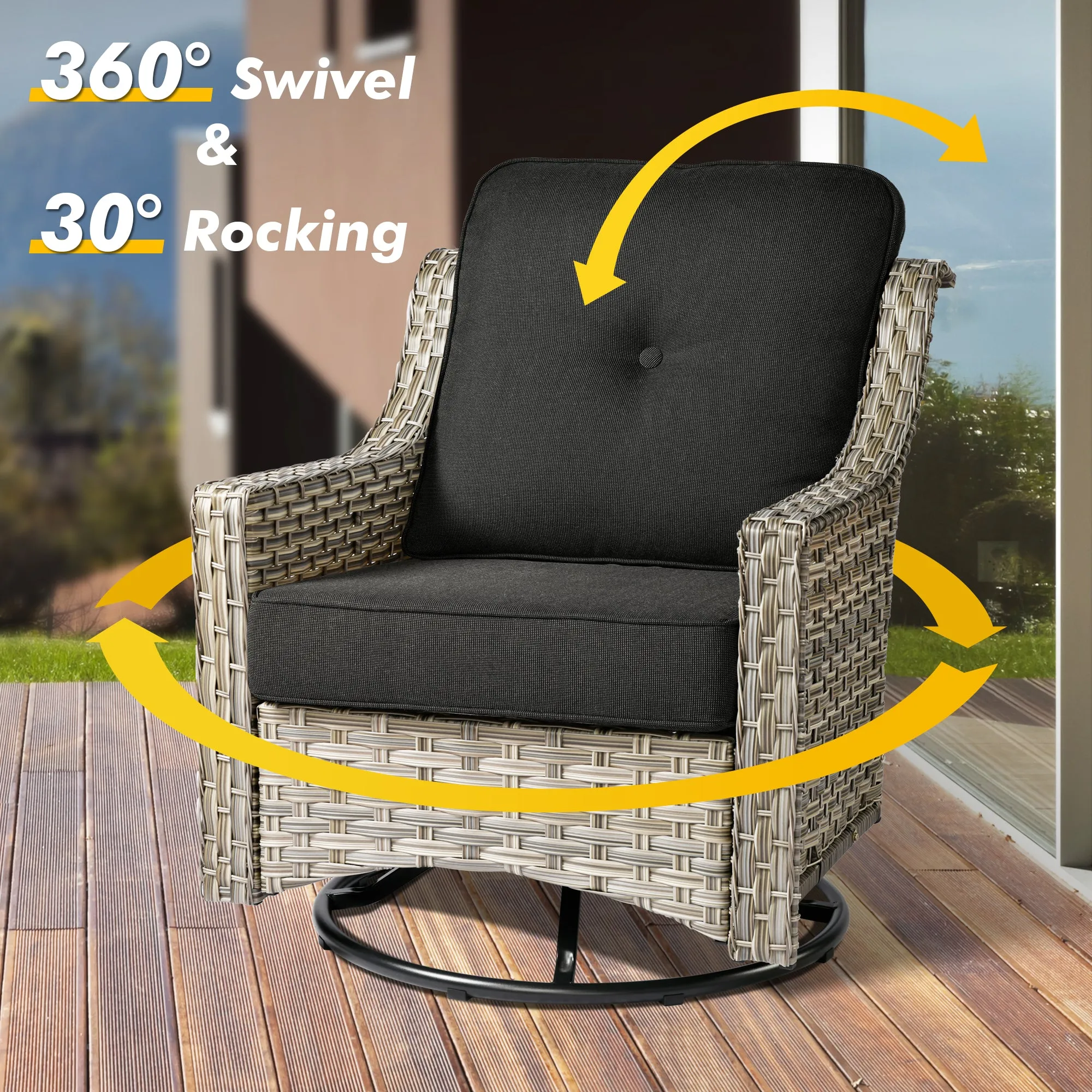 Ovios Conversation Set 3-Piece PAD Series,Swivel Chair