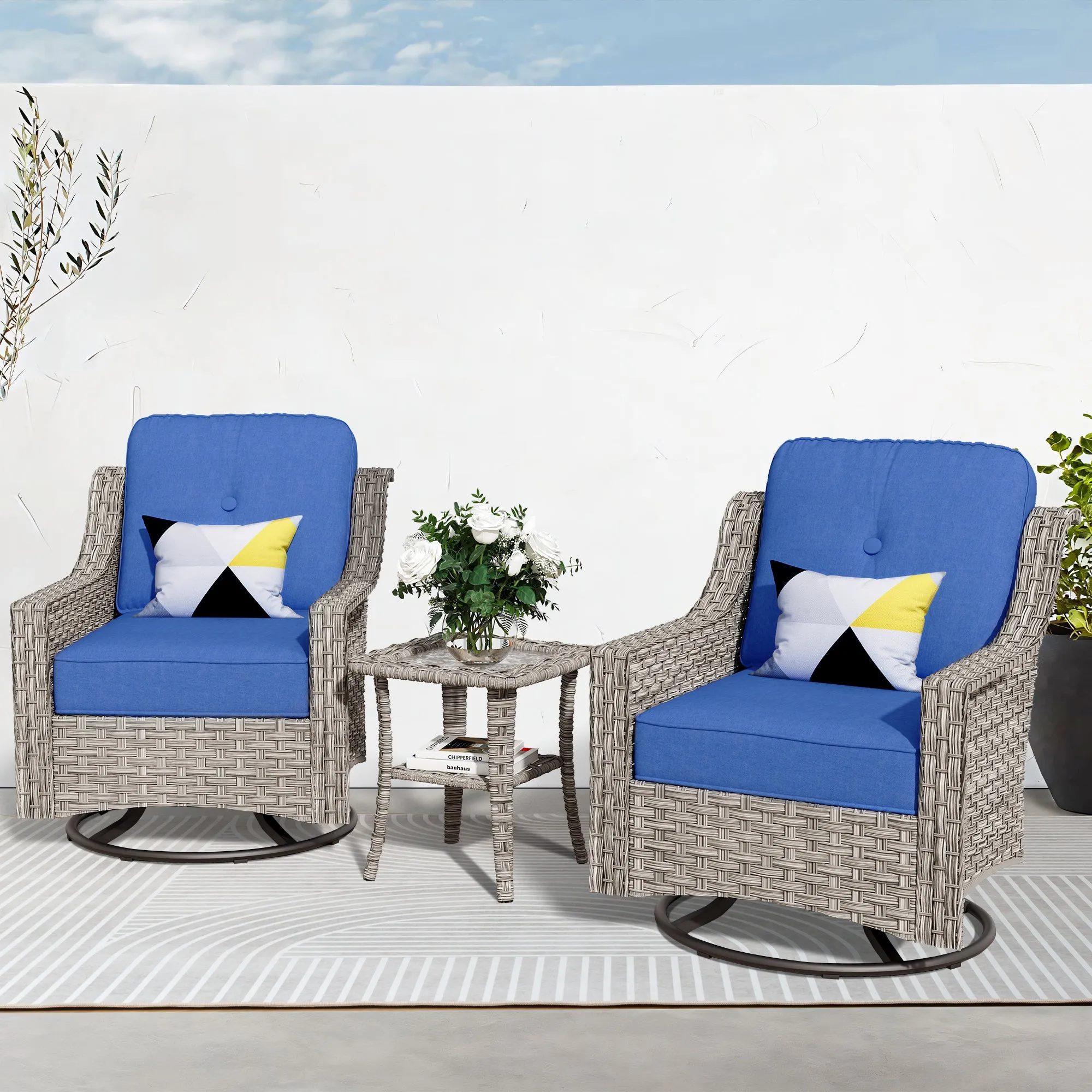 Ovios Conversation Set 3-Piece PAD Series,Swivel Chair