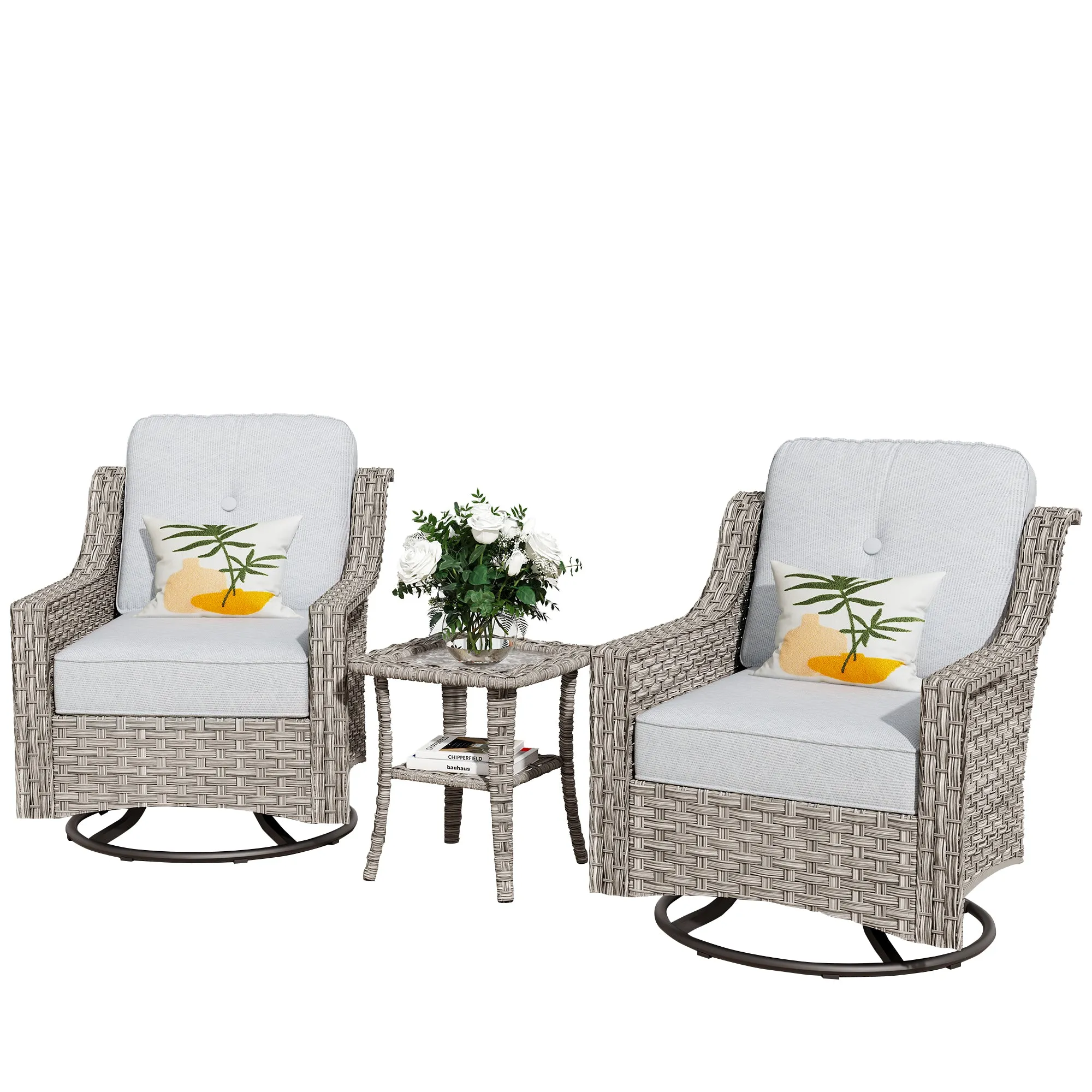 Ovios Conversation Set 3-Piece PAD Series,Swivel Chair