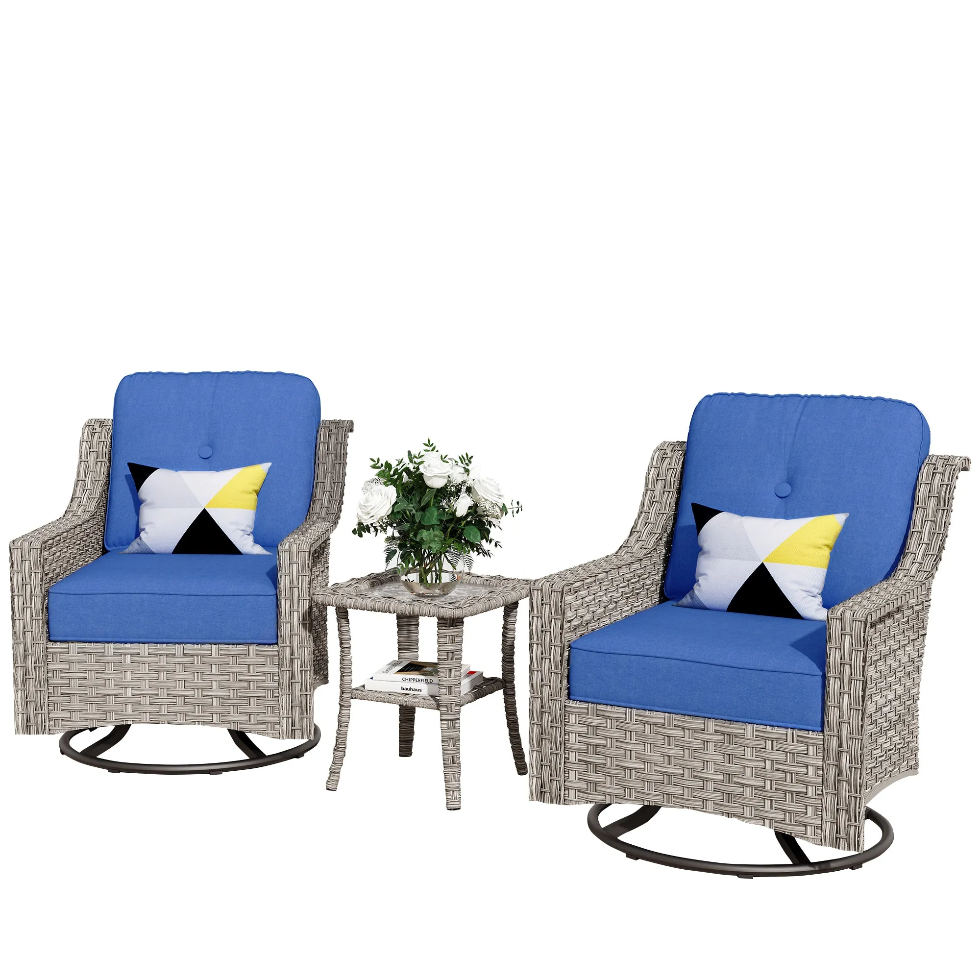 Ovios Conversation Set 3-Piece PAD Series,Swivel Chair